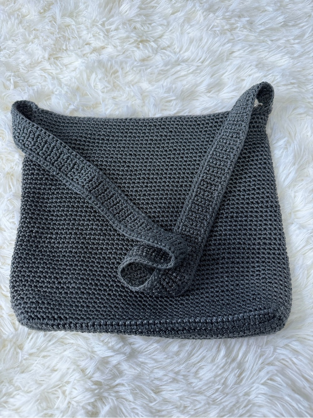 The Sak Gray Crochet Shoulder Bag – Boho Woven Crossbody Beach summer Retro - Picture 2 of 9